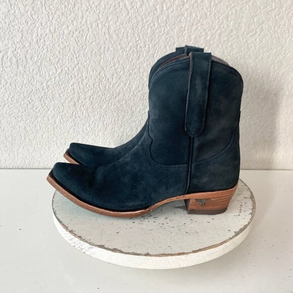 Lane EMMA JANE Womens Cowboy Bootie 7.5 Blue Suede Western Cowgirl Ankle Boots - Picture 4 of 11